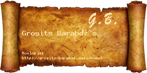 Grosits Barabás névjegykártya